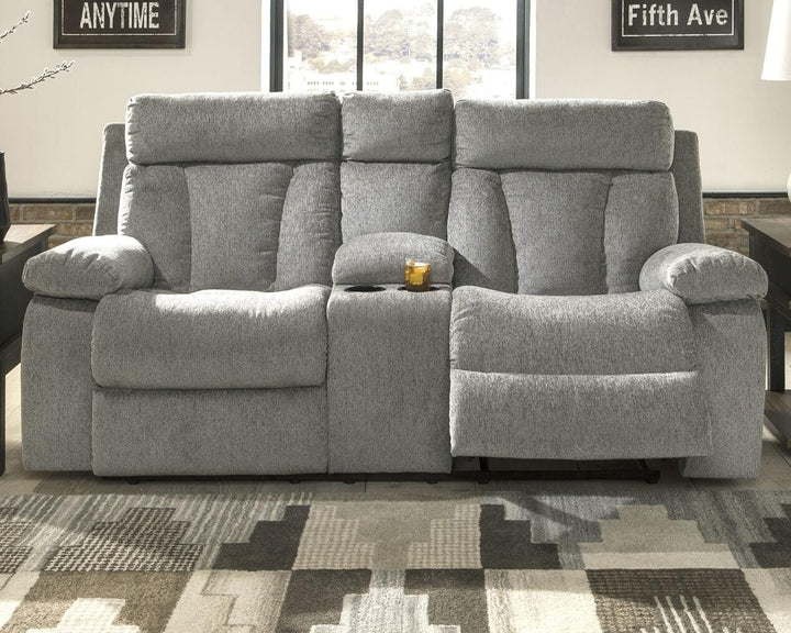 Mitchiner Reclining Loveseat with Console 7620494 Black/Gray Contemporary Motion Upholstery By Ashley - sofafair.com