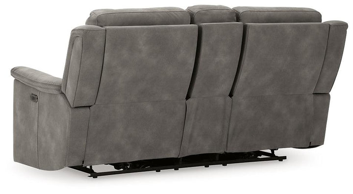 Next-Gen DuraPella Power Reclining Loveseat with Console 5930118 Black/Gray Contemporary Motion Upholstery By Ashley - sofafair.com