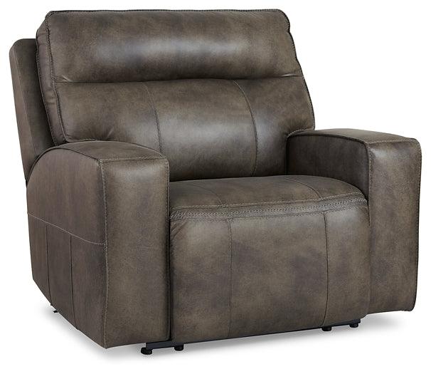 Game Plan Oversized Power Recliner U1520582 Black/Gray Contemporary Motion Upholstery By Ashley - sofafair.com