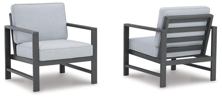 Fynnegan Lounge Chair with Cushion (Set of 2) P349-821 Black/Gray Casual Outdoor Seating By Ashley - sofafair.com