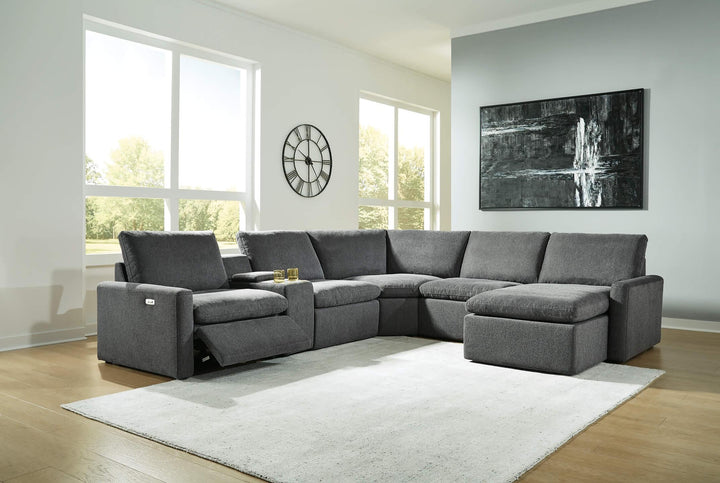 Hartsdale 6-Piece Right Arm Facing Reclining Sectional with Console and Chaise 60508S8 Black/Gray Contemporary Motion Sectionals By Ashley - sofafair.com