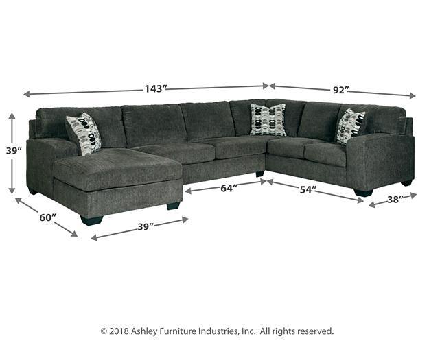 Ballinasloe 3Piece Sectional with Chaise 80703S1 Smoke Contemporary Stationary Sectionals By AFI - sofafair.com