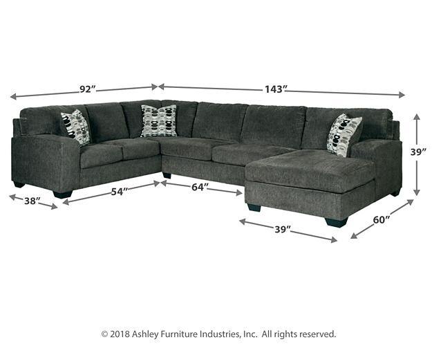 Ballinasloe 3Piece Sectional with Chaise 80703S2 Smoke Contemporary Stationary Sectionals By AFI - sofafair.com