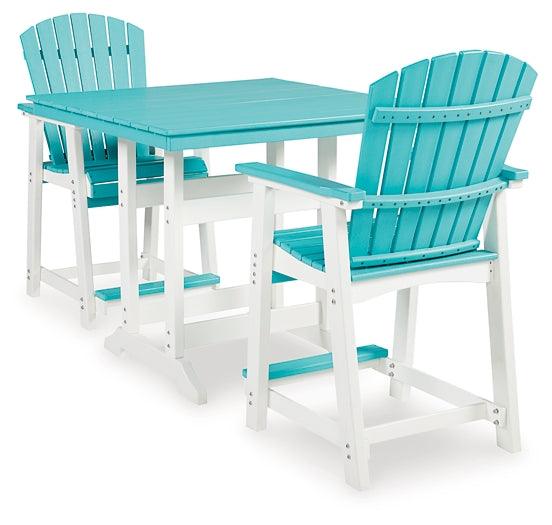 Eisely Outdoor Counter Height Dining Table with 2 Barstools P208P4 White Casual Outdoor Package By Ashley - sofafair.com