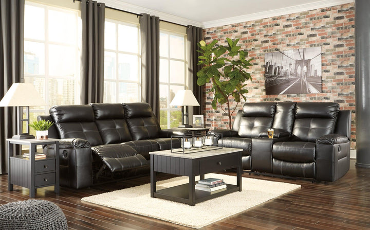 Kempten Reclining Sofa and Loveseat 82105U1 Black Contemporary Motion Upholstery Package By AFI - sofafair.com