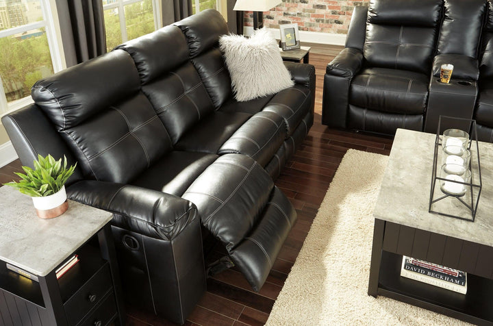 Kempten Reclining Sofa and Loveseat 82105U1 Black Contemporary Motion Upholstery Package By AFI - sofafair.com