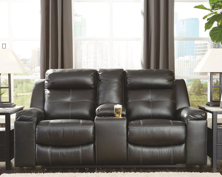 Kempten Reclining Loveseat with Console 8210594 Black Contemporary Motion Upholstery By AFI - sofafair.com