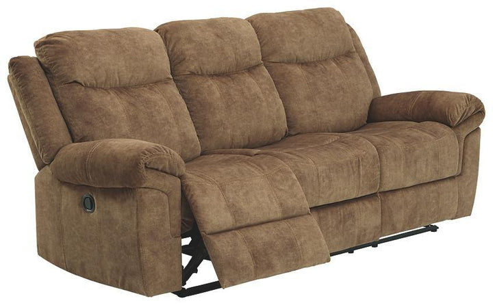 HuddleUp Reclining Sofa with Drop Down Table 8230489 Nutmeg Contemporary Motion Upholstery By AFI - sofafair.com