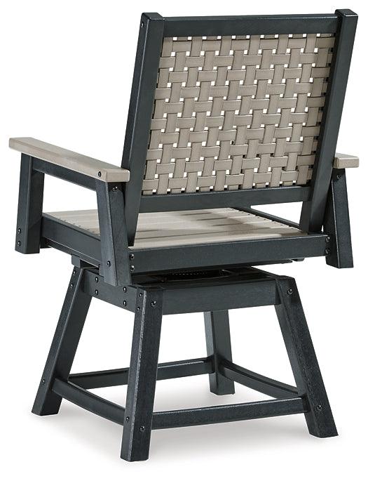 Mount Valley Swivel Chair (Set of 2) P384-604A Black/Gray Contemporary Outdoor Dining Chair By Ashley - sofafair.com