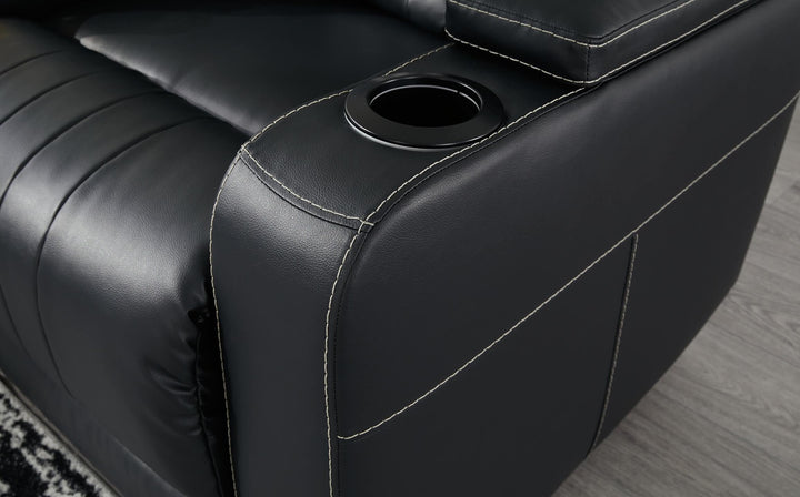 Center Point Reclining Sofa with Drop Down Table 2400489 Black/Gray Contemporary Motion Sectionals By Ashley - sofafair.com