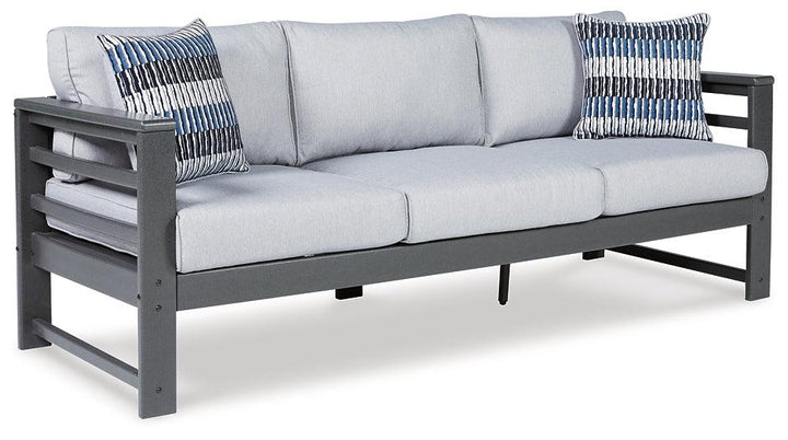 P417-838 Black/Gray Casual Amora Outdoor Sofa with Cushion By Ashley - sofafair.com