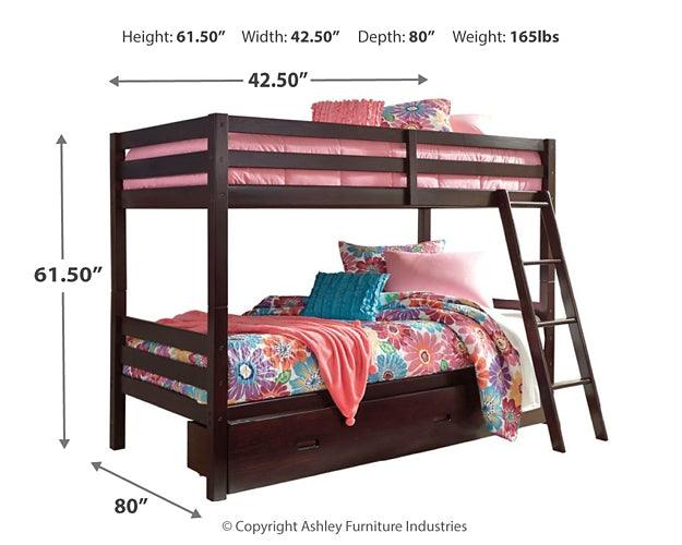 Halanton Twin over Twin Bunk Bed with 1 Large Storage Drawer B328YB2 Brown/Beige Contemporary Youth Beds By Ashley - sofafair.com