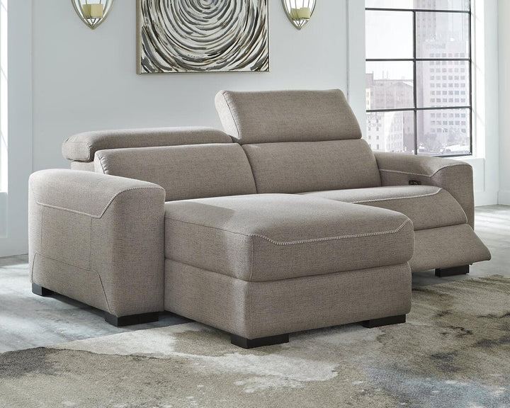 Mabton 2-Piece Power Reclining Sectional with Chaise 77005S4 Black/Gray Contemporary Motion Sectionals By AFI - sofafair.com