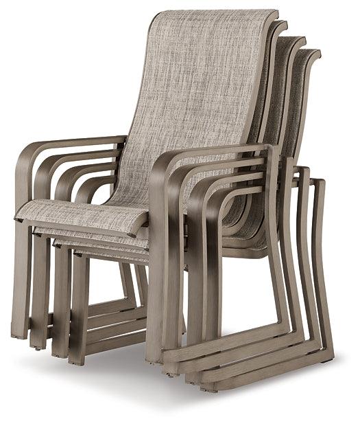 Beach Front Sling Arm Chair (Set of 4) P323-601A Brown/Beige Contemporary Outdoor Dining Chair By Ashley - sofafair.com