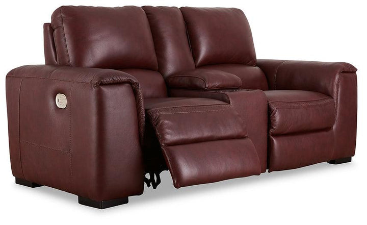 Alessandro Power Reclining Loveseat with Console U2550118 Red/Burgundy Contemporary Motion Upholstery By Ashley - sofafair.com