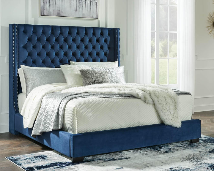 Coralayne California King Upholstered Bed B650B26 Blue Traditional Master Beds By Ashley - sofafair.com