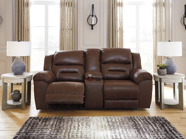 Stoneland Power Reclining Loveseat with Console 3990496 Brown/Beige Contemporary Motion Upholstery By Ashley - sofafair.com