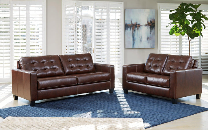 Altonbury Sofa and Loveseat 87504U1 Walnut Contemporary Stationary Upholstery Package By AFI - sofafair.com