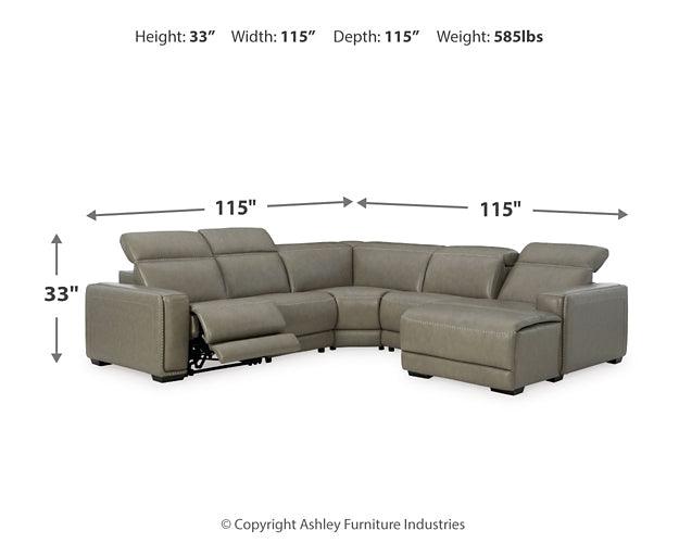 Correze 5-Piece Power Reclining Sectional with Chaise U94202S8 Black/Gray Contemporary Motion Sectionals By Ashley - sofafair.com