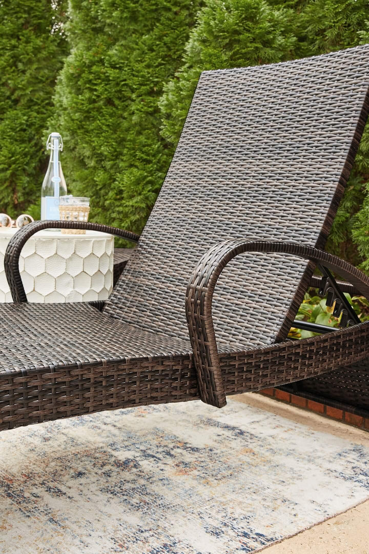 Kantana Chaise Lounge (set of 2) P283-815 Brown/Beige Casual Outdoor Chaise-Lounge By Ashley - sofafair.com