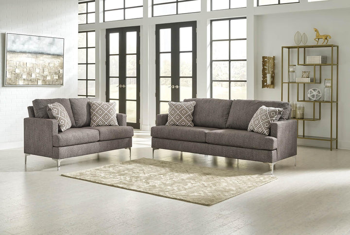 Arcola Sofa and Loveseat 82604U1 Black/Gray Contemporary Stationary Upholstery Package By Ashley - sofafair.com