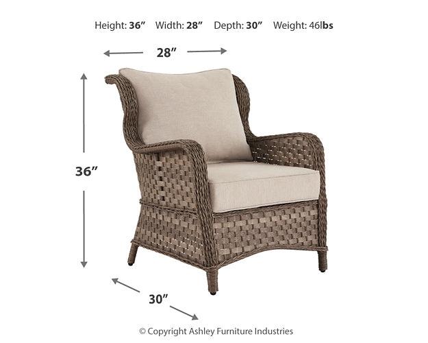 Clear Ridge Lounge Chair with Cushion (Set of 2) P361-820 Brown/Beige Contemporary Outdoor Seating By Ashley - sofafair.com