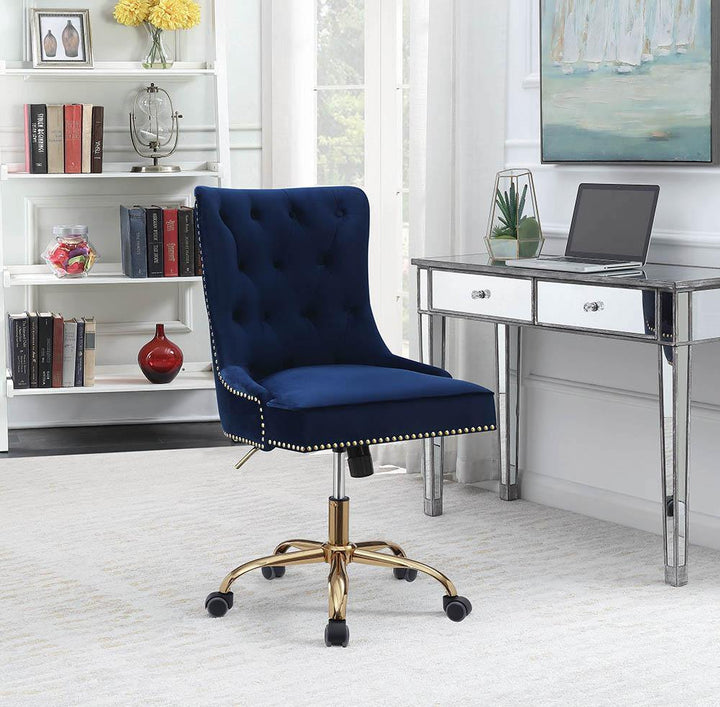 Home office : chairs 801984 Blue Hollywood Glam fabric office chair By coaster - sofafair.com