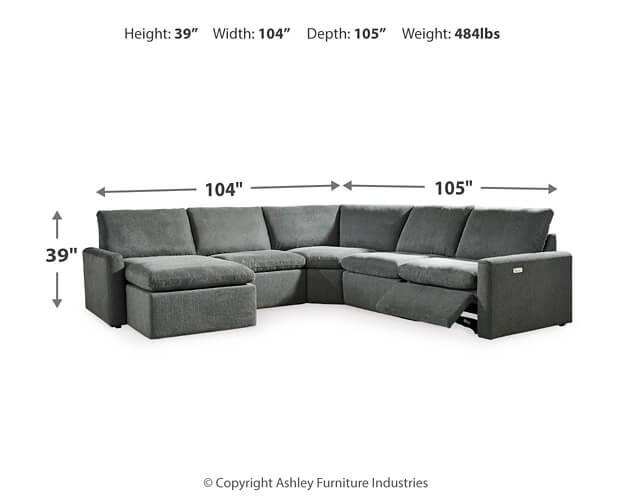 Hartsdale 5-Piece Power Reclining Sectional with Chaise 60508S3 Black/Gray Contemporary Motion Sectionals By AFI - sofafair.com