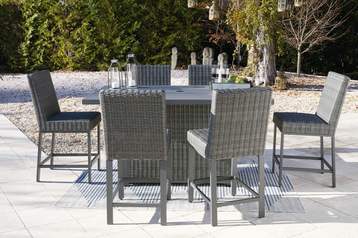 Palazzo Outdoor Counter Height Dining Table with 6 Barstools P520P2 Black/Gray Casual Outdoor Package By Ashley - sofafair.com