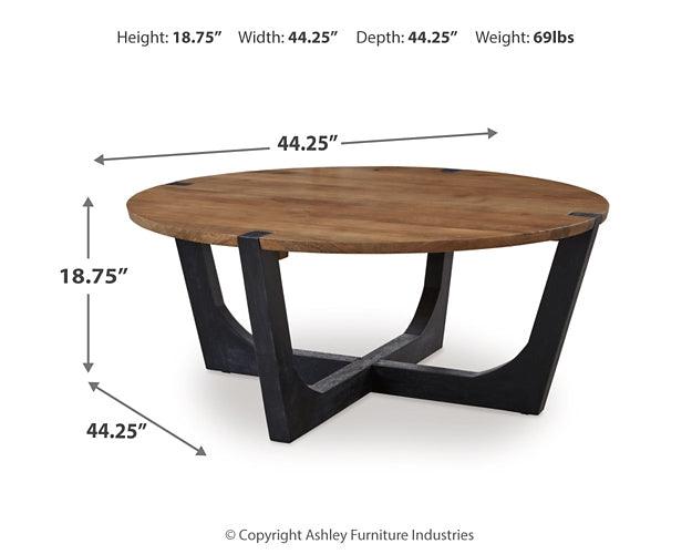 Hanneforth Coffee Table T726-8 Black/Gray Casual Cocktail Table By Ashley - sofafair.com