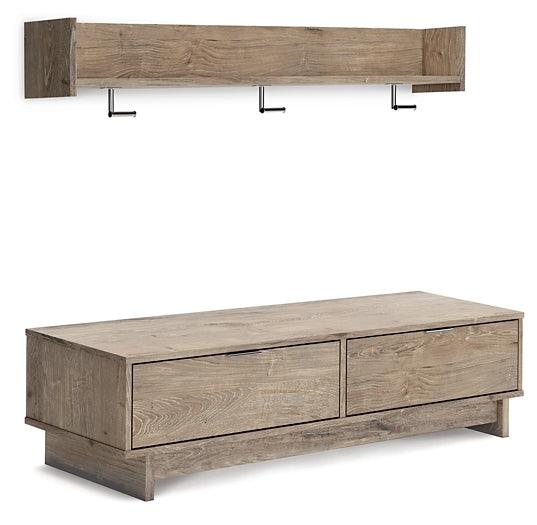 EA2270E1 Natural Contemporary Oliah Bench with Coat Rack By Ashley - sofafair.com