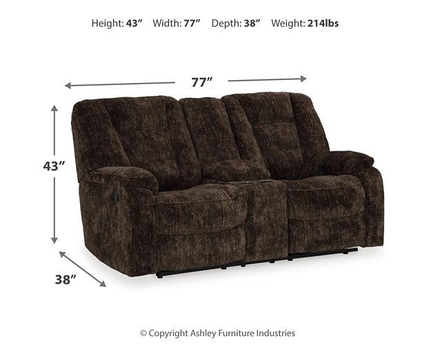 Soundwave Reclining Loveseat with Console 7450294 Brown/Beige Contemporary Motion Upholstery By Ashley - sofafair.com