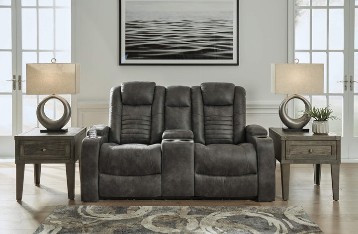 Soundcheck Power Reclining Loveseat with Console 3060618 Brown/Beige Contemporary Motion Upholstery By Ashley - sofafair.com
