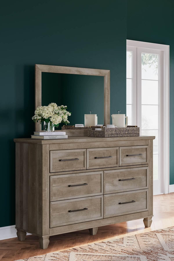 B2710B1 Brown/Beige Traditional Yarbeck Dresser and Mirror By AFI - sofafair.com