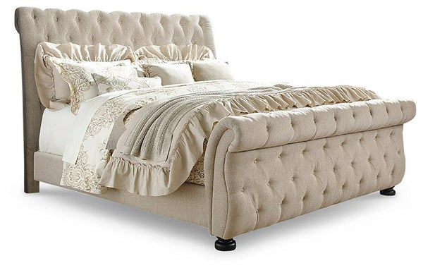 Willenburg California King Upholstered Sleigh Bed B643B9 Brown/Beige Casual Master Beds By Ashley - sofafair.com
