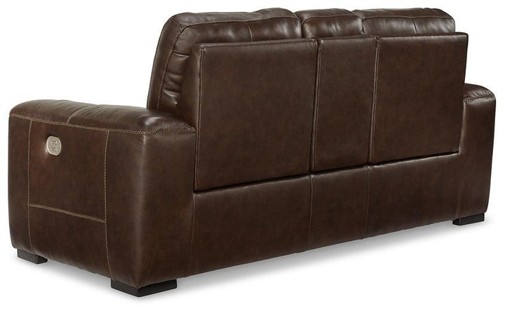 Alessandro Power Reclining Loveseat with Console U2550218 Brown/Beige Contemporary Motion Upholstery By Ashley - sofafair.com