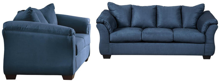 Darcy Sofa and Loveseat 75007U1 Blue Contemporary Stationary Upholstery Package By Ashley - sofafair.com