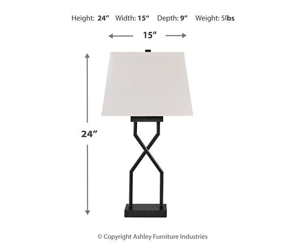 L204514 Black/Gray Contemporary Brookthrone Table Lamp (Set of 2) By Ashley - sofafair.com