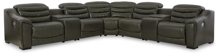 Center Line 7-Piece Power Reclining Sectional U63404S7 Black/Gray Contemporary Motion Sectionals By Ashley - sofafair.com