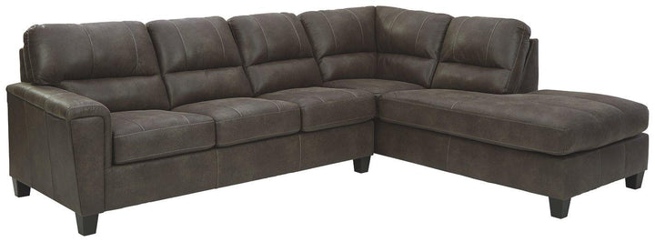 Navi 2Piece Sectional with Chaise 94002S2 Smoke Contemporary Stationary Sectionals By AFI - sofafair.com