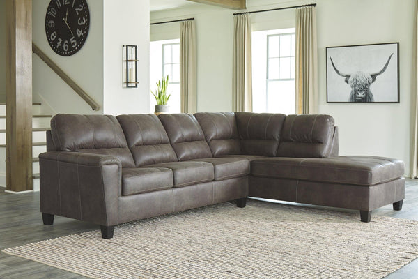 Navi 2Piece Sectional with Chaise 94002S2 Smoke Contemporary Stationary Sectionals By AFI - sofafair.com