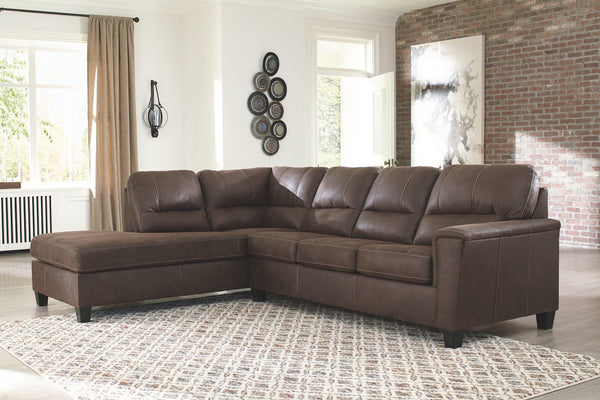 Navi 2Piece Sectional with Chaise 94003S1 Chestnut Contemporary Stationary Sectionals By AFI - sofafair.com