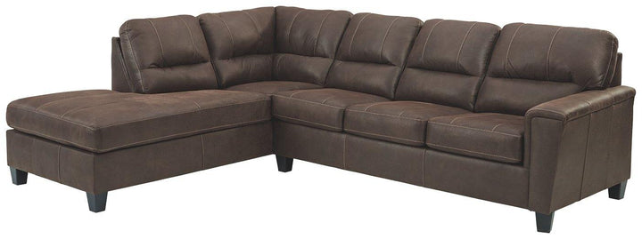 Navi 2Piece Sectional with Chaise 94003S1 Chestnut Contemporary Stationary Sectionals By AFI - sofafair.com