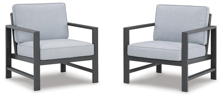 Fynnegan Lounge Chair with Cushion (Set of 2) P349-821 Black/Gray Casual Outdoor Seating By Ashley - sofafair.com