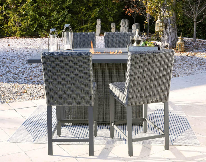 Palazzo Outdoor Counter Height Dining Table with 4 Barstools P520P1 Black/Gray Casual Outdoor Pub Table w/FP By Ashley - sofafair.com