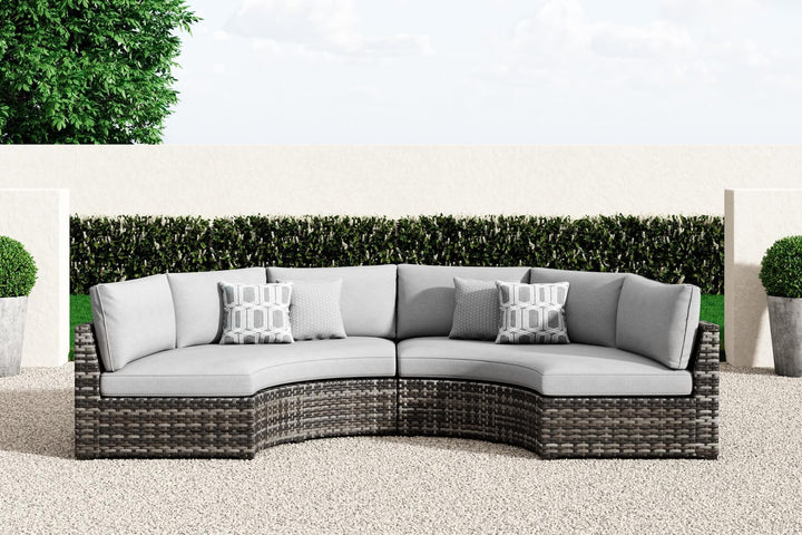 P459P3 Black/Gray Casual Harbor Court 2-Piece Outdoor Sectional By Ashley - sofafair.com