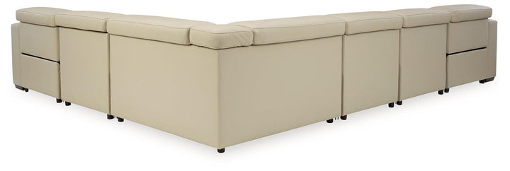 Texline 7-Piece Power Reclining Sectional U59604S5 Brown/Beige Contemporary Motion Sectionals By Ashley - sofafair.com
