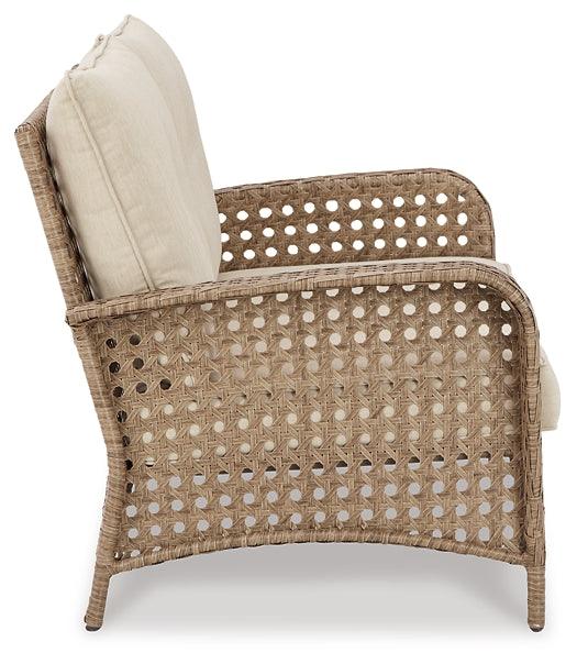 Braylee Outdoor Loveseat with Table (Set of 2) P345-035 Brown/Beige Casual Outdoor Loveseat/Table By Ashley - sofafair.com