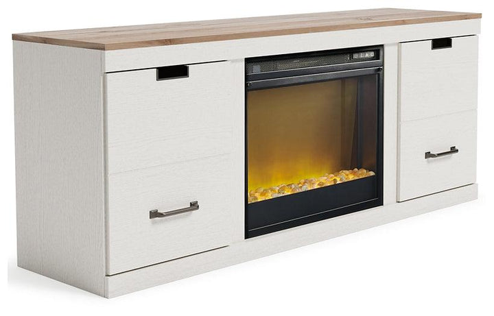 Vaibryn 60" TV Stand with Electric Fire Place EW1428W1 White Casual Fireplace By Ashley - sofafair.com