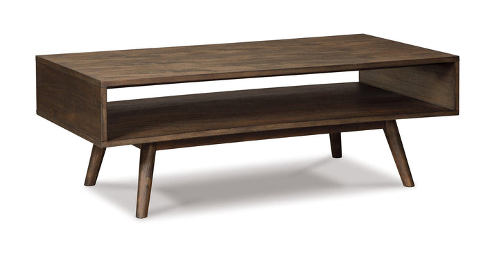 Kisper Coffee Table T802-1 Brown/Beige Contemporary Cocktail Table By Ashley - sofafair.com